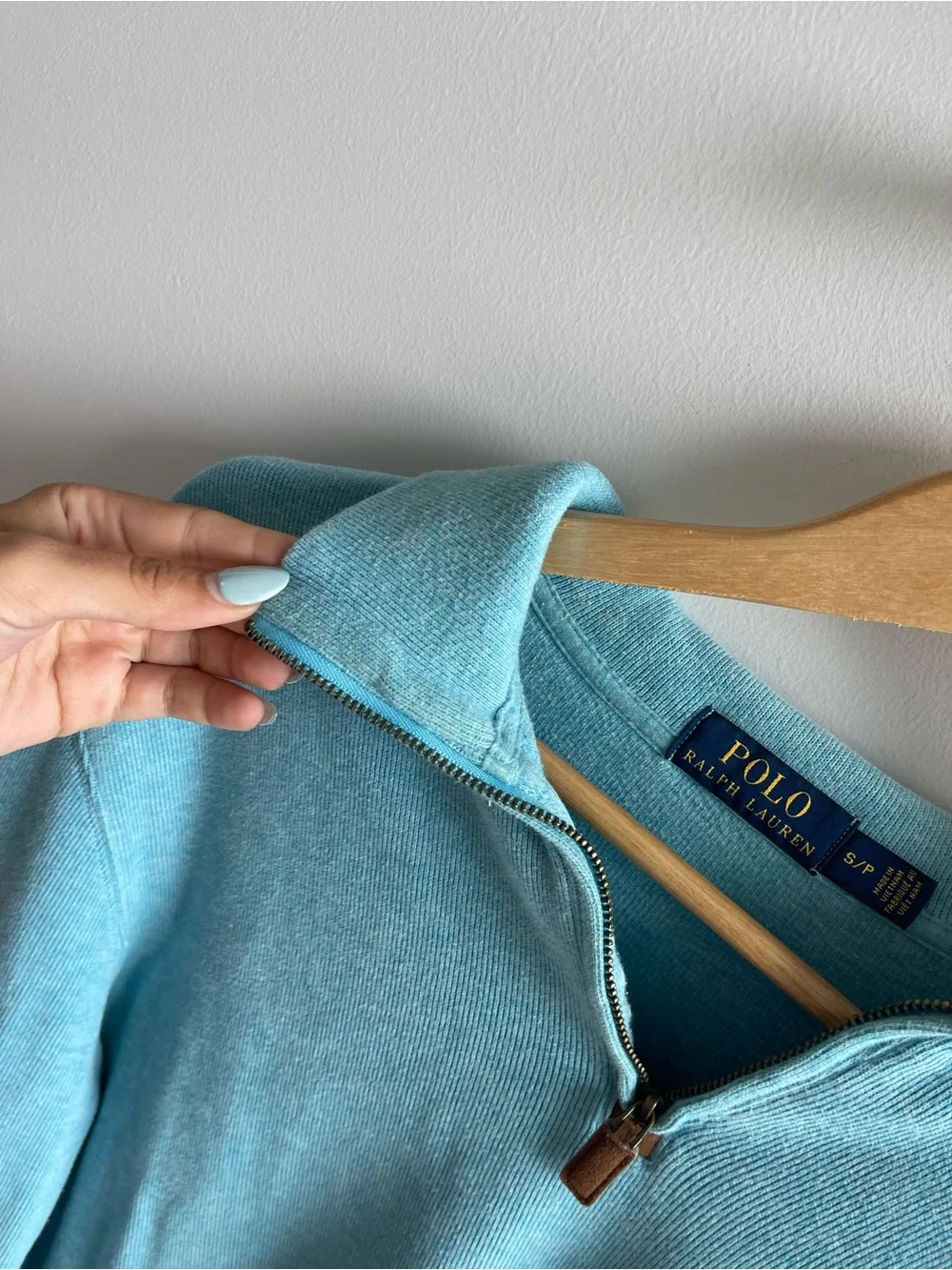 Ralph Lauren Aqua Quarter-Zip Sweater